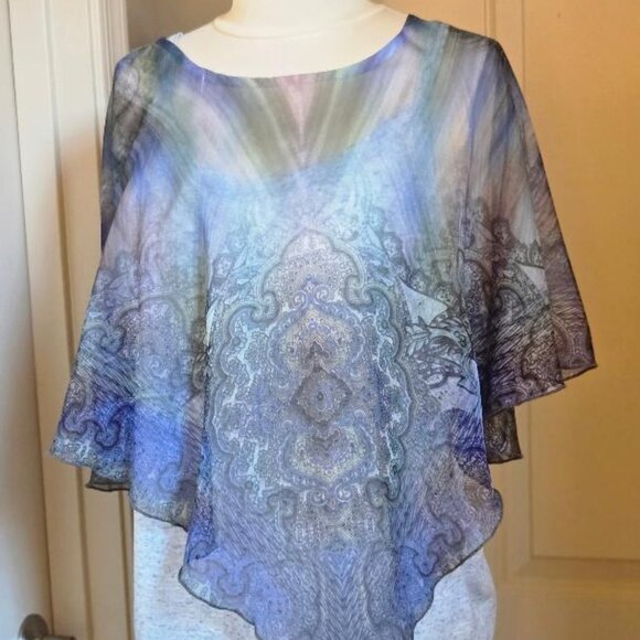 ONE WORLD SHEER TOP WITH TANK   PETITE LG  NWOT - Picture 1 of 7